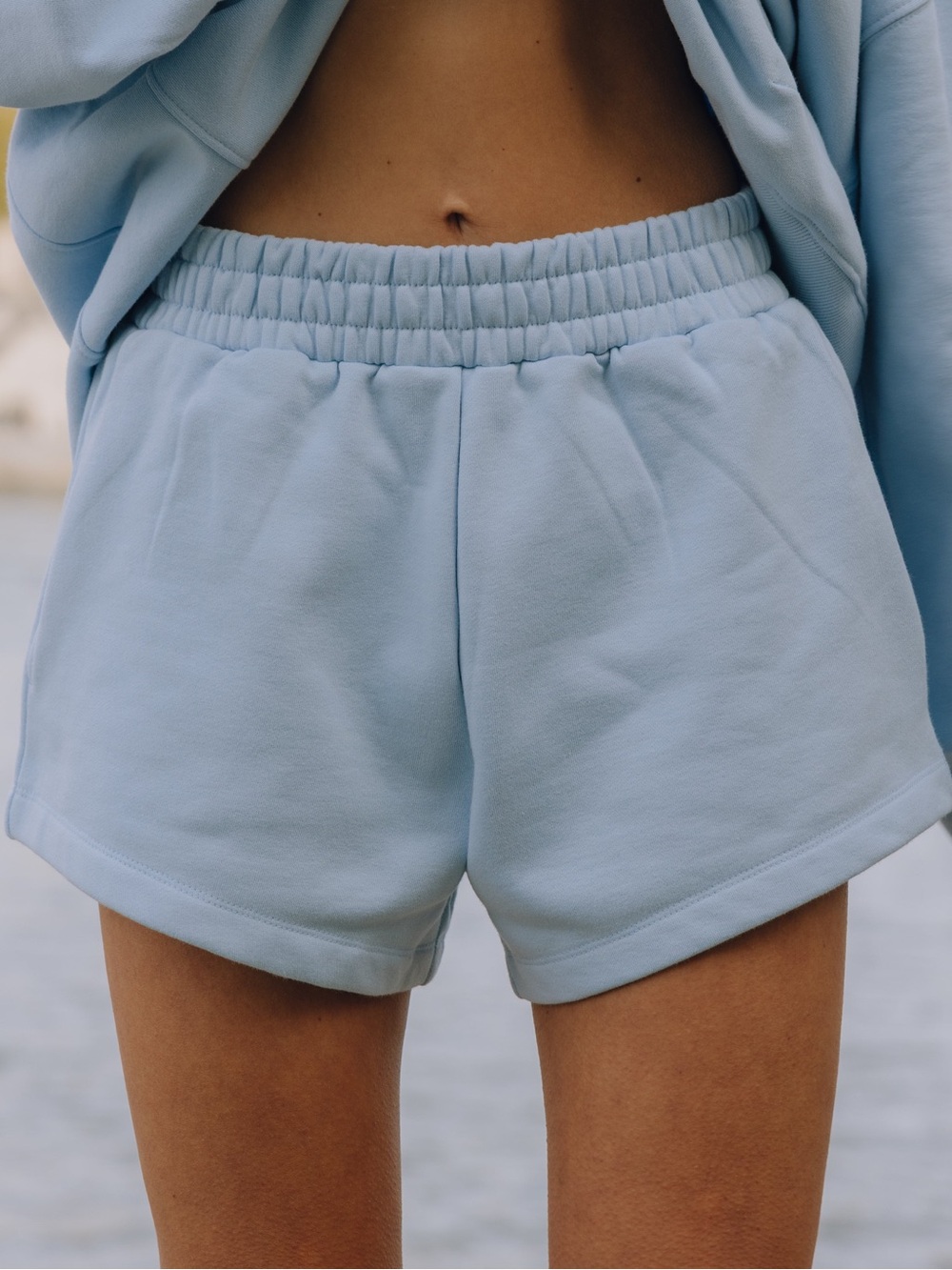 Daily Drills Light Dusty Blue Fleece Super Shorts Women's Lounge Shorts